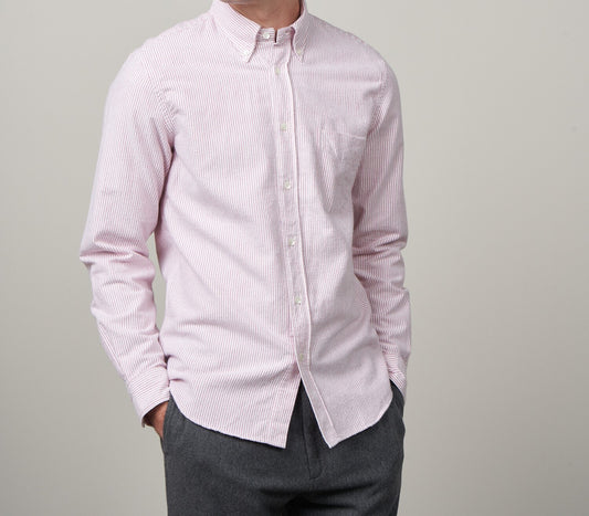 Chemise HARTFORD button-down Pitt oxford rouge rayé