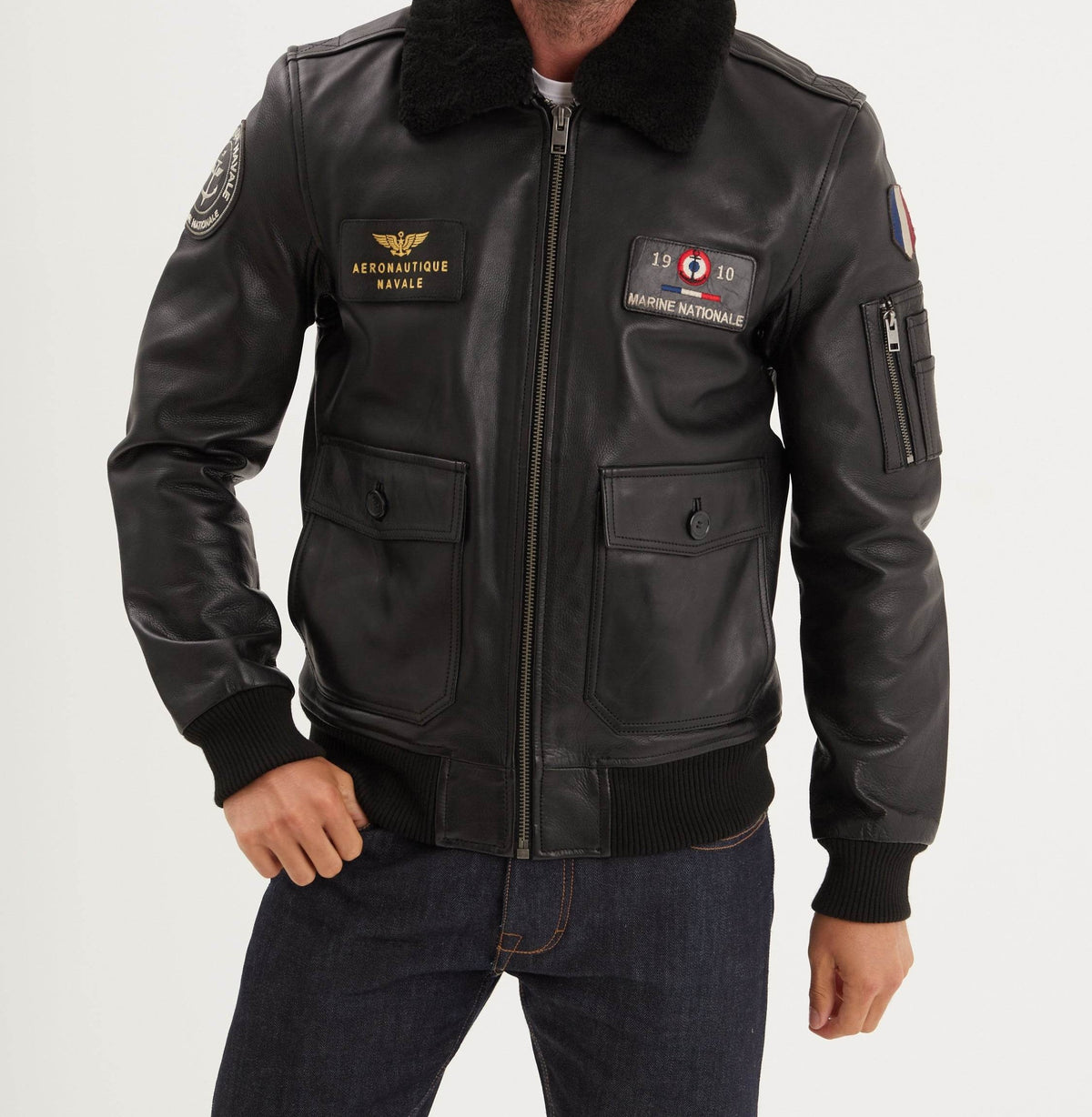 Blouson en cuir Aéronautique Navale – Aéro-Design Collection
