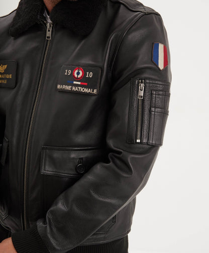 Blouson en cuir Aéronautique Navale – Aéro-Design Collection