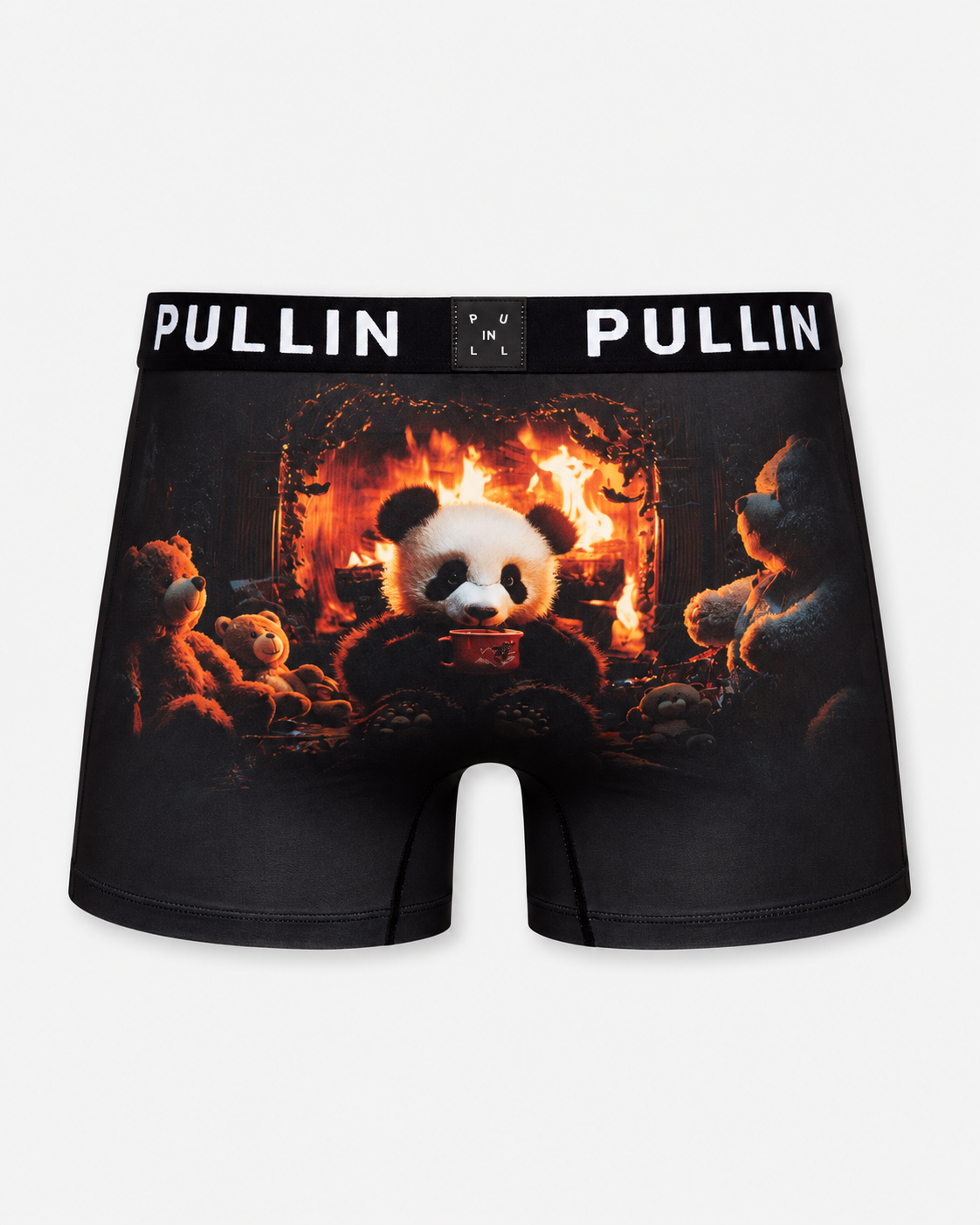 Boxer FASHION2 Panda Pullin homme noir vue de dos avec ceinture Jacquard
