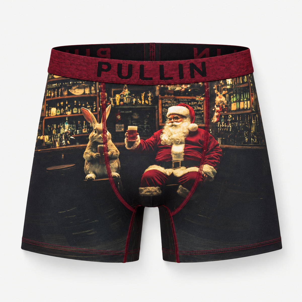 Boxer FASHION2 Pullin homme imprimé Père Noël et lapin vue de face