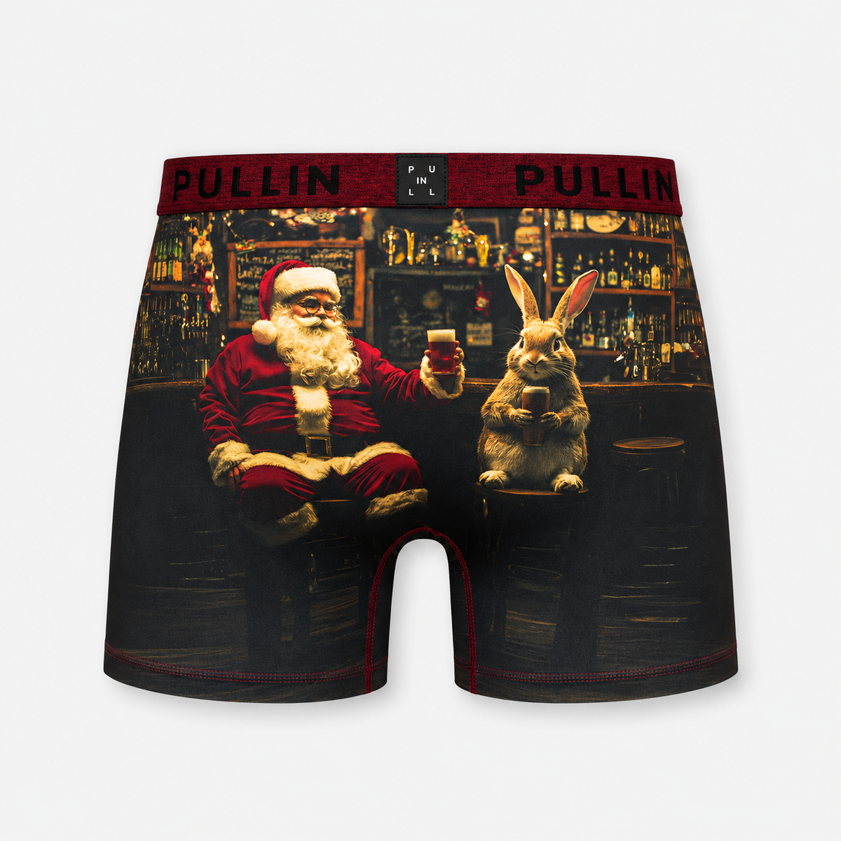 Boxer FASHION2 Pullin imprimé festif vue de dos avec ceinture Jacquard