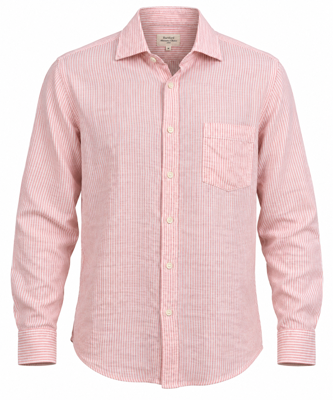 Chemise Hartford en lin rayé rose