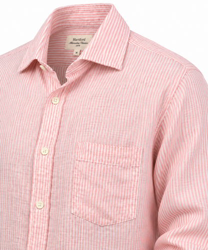 Chemise Hartford en lin rayé rose