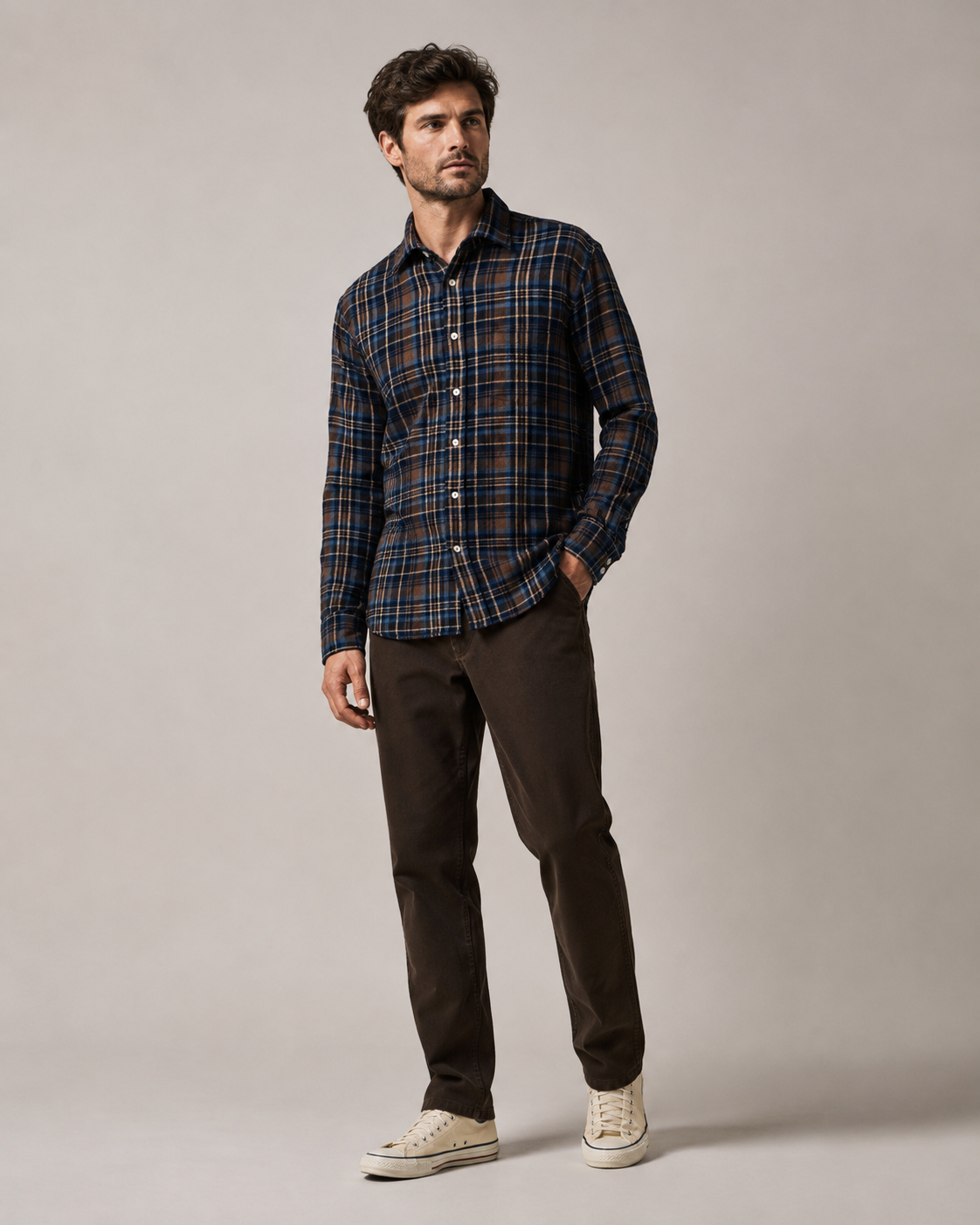 Chemise Hartford Paul – Marron & Bleu à carreaux