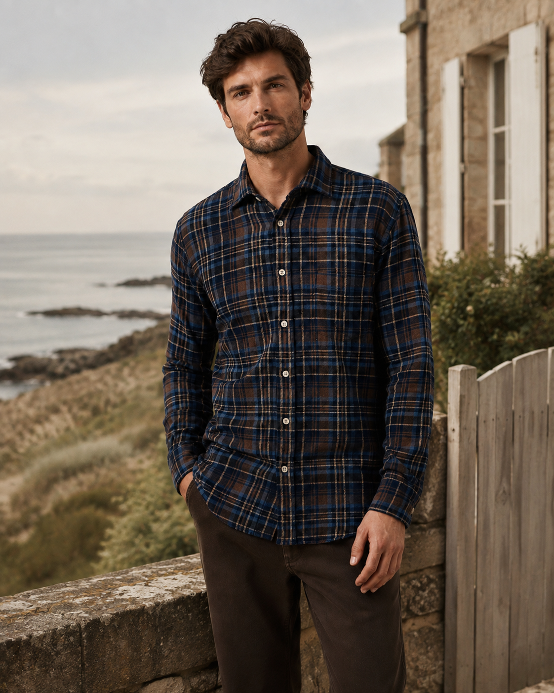 Chemise Hartford Paul – Marron & Bleu à carreaux