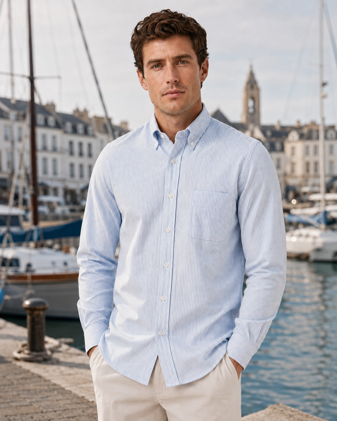 Chemise Hartford Pitt Oxford – Rayée bleu
