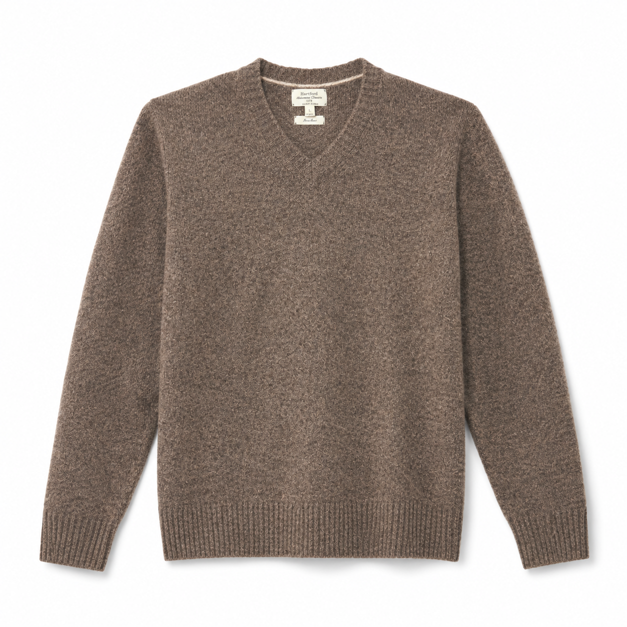 Pull Homme Col V en Laine Marron Chiné Seamless Vee – Hartford