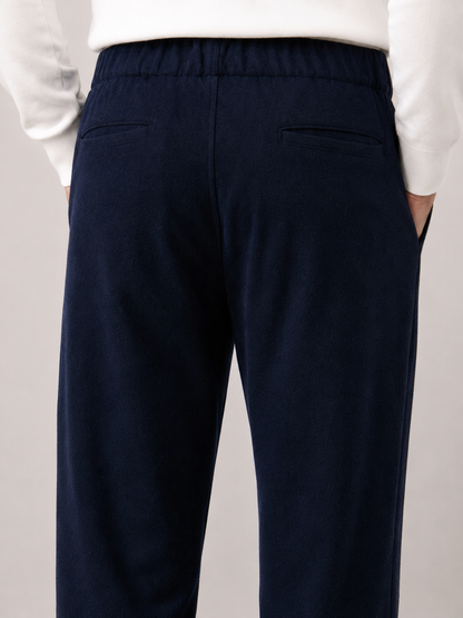 Pantalon Homme en Flanelle de Laine Bleu Marine Joggy – Hartford
