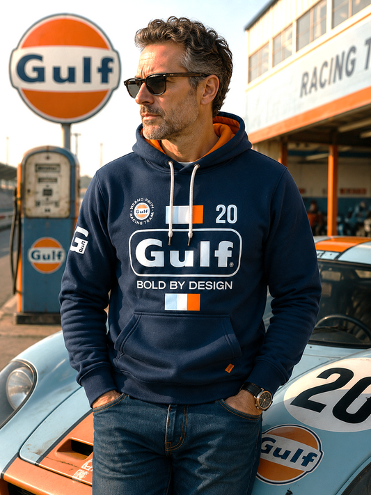 Hoodie pocket Bold Ecru GULF Navy