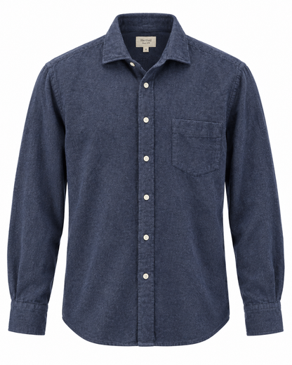 Chemise homme PAUL en flanelle de coton bleu marine – Hartford