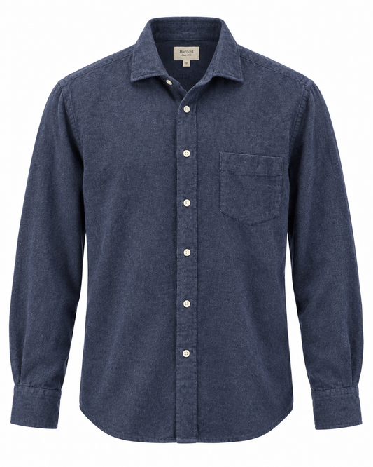Chemise homme PAUL en flanelle de coton bleu marine – Hartford