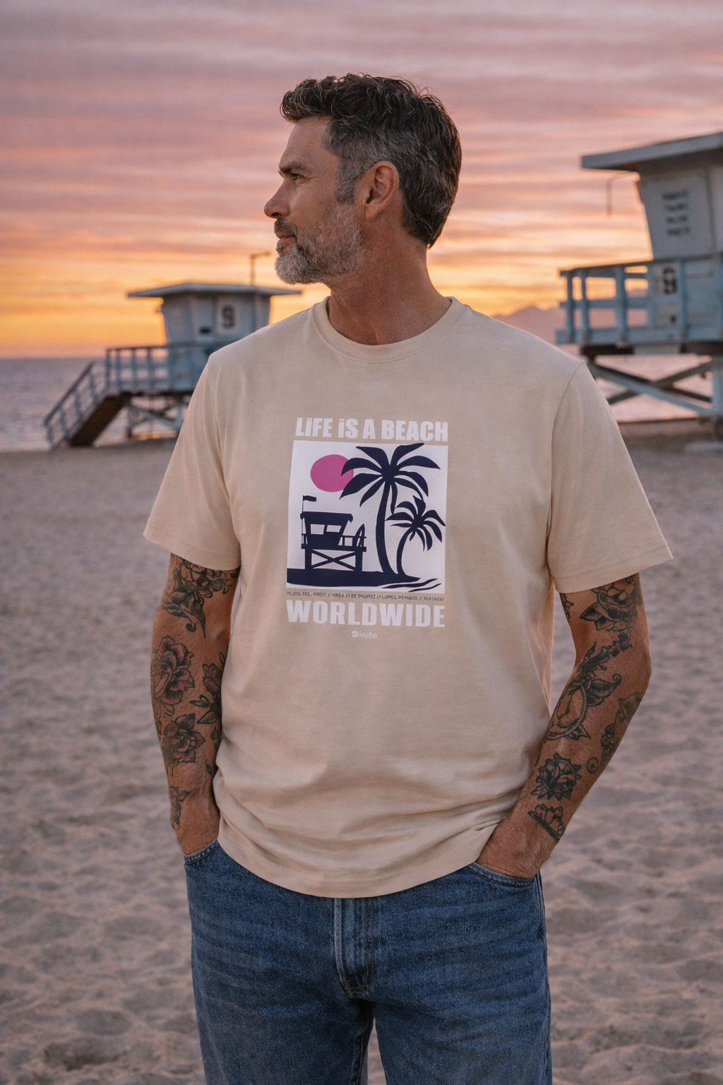 Tee shirt World Wide  KULTE Beige