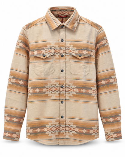 Chemise Klamath beige Iron & Resin en flanelle Jacquard vue de face