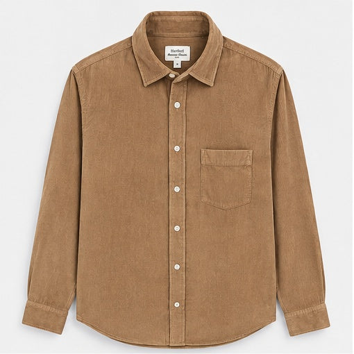 Chemise Paul Pat Hartford camel en velours côtelé fin vue de face