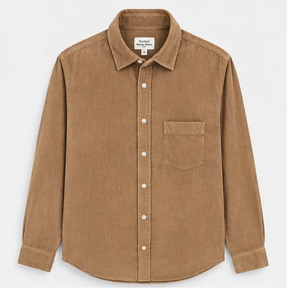 Chemise Paul Pat Hartford camel en velours côtelé fin vue de face