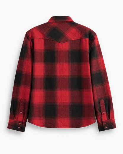 Chemise Somis Iron & Resin rouge et noire avec empiècement western vue de dos