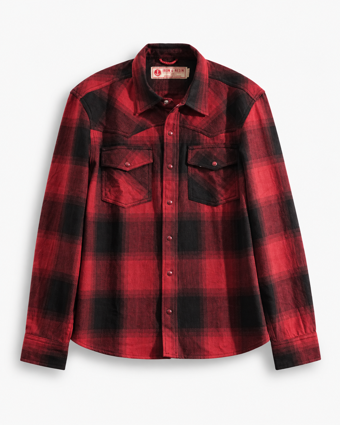 Chemise Somis rouge et noire Iron & Resin en flanelle vue de face
