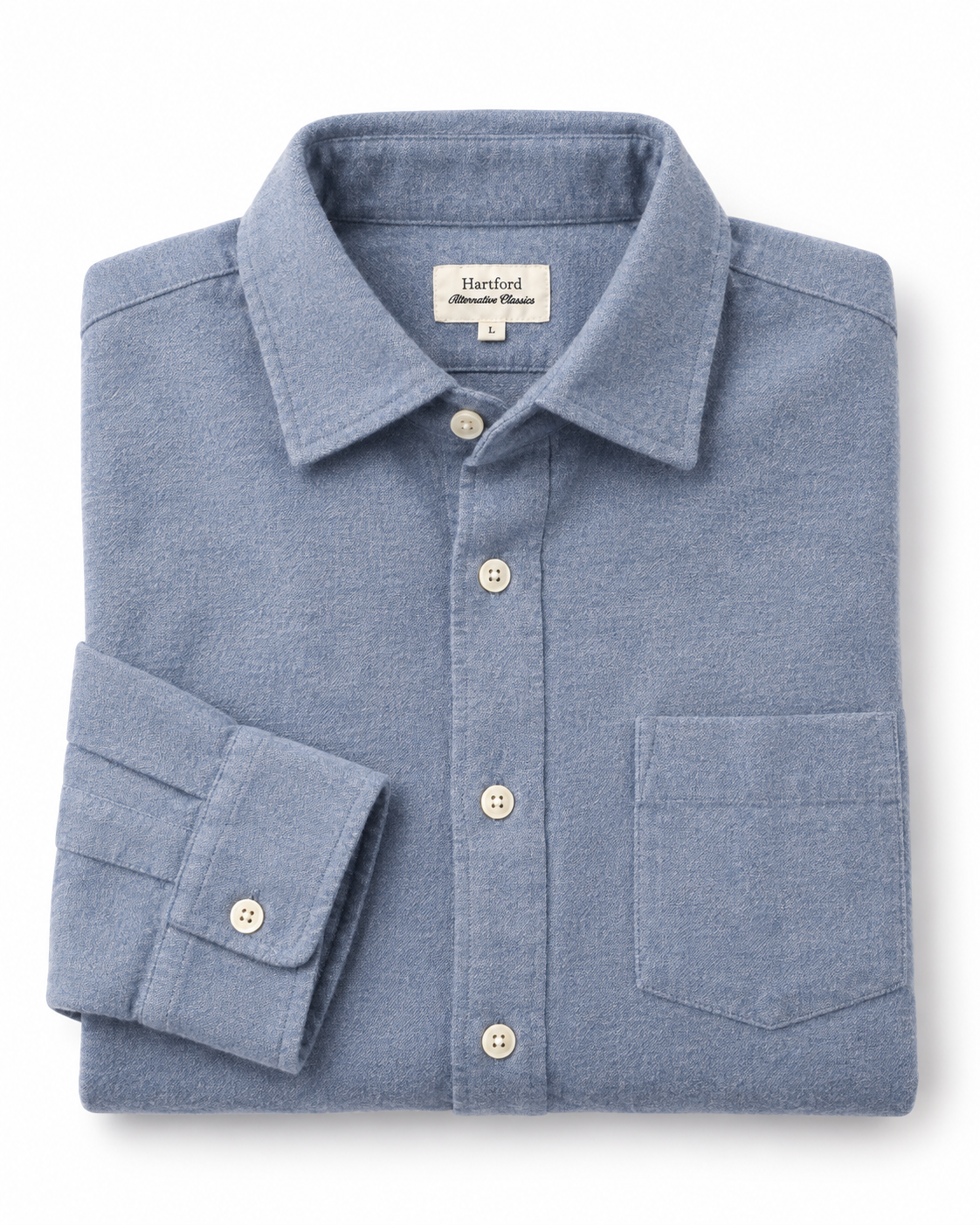 Chemise homme PAUL en flanelle de coton bleue - Hartford