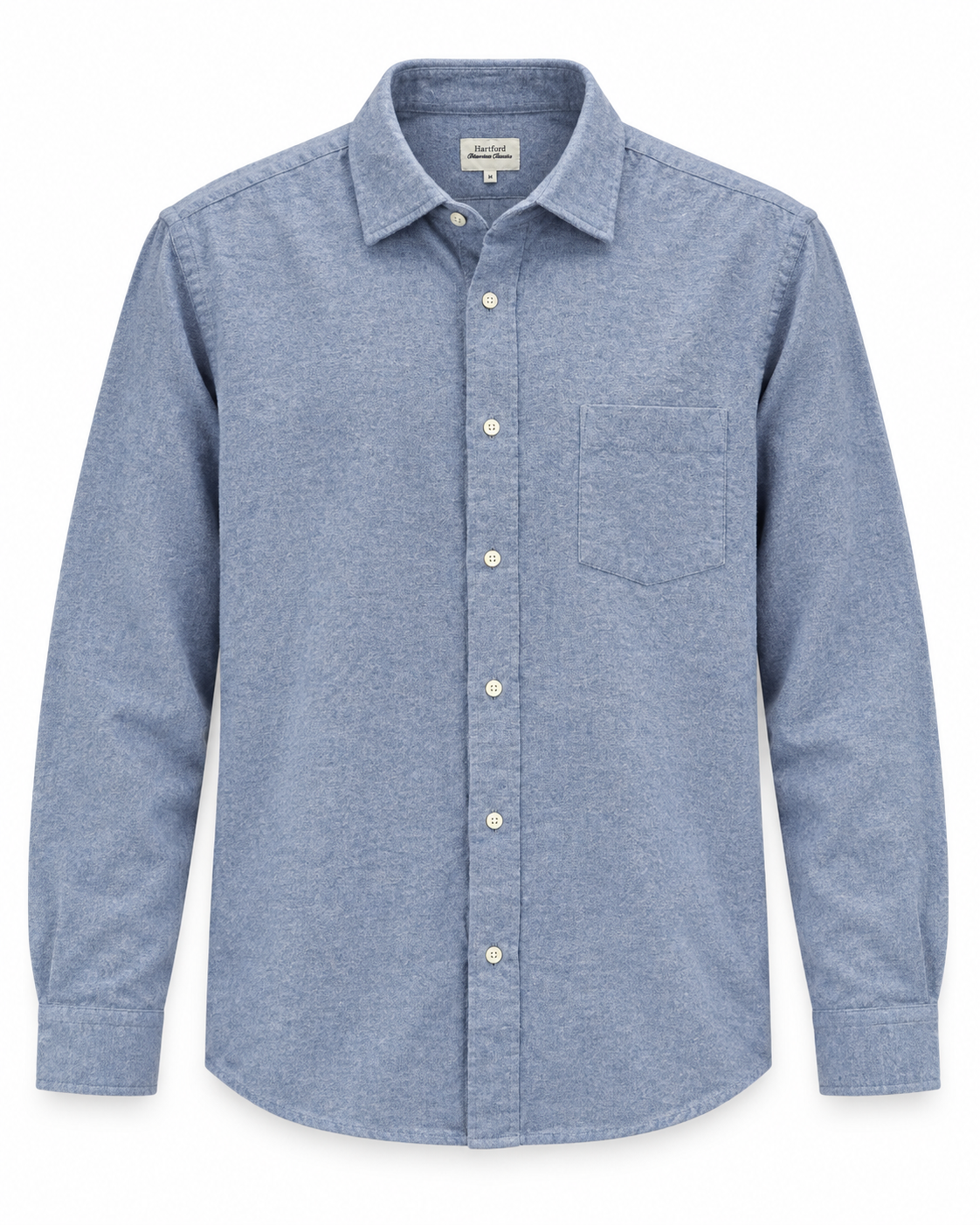 Chemise homme PAUL en flanelle de coton bleue - Hartford