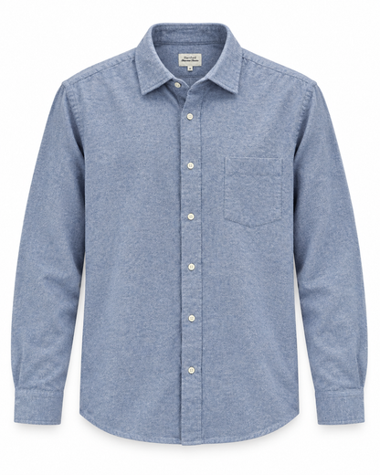 Chemise homme PAUL en flanelle de coton bleue - Hartford