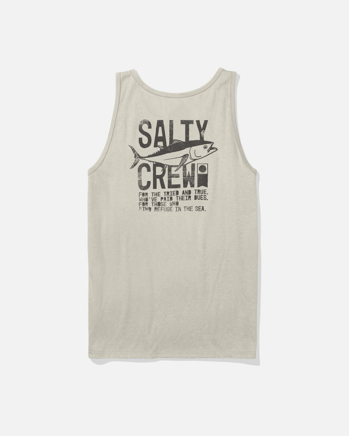 Débardeur Tried and True Tank Salty Crew écru avec grand imprimé poisson au dos