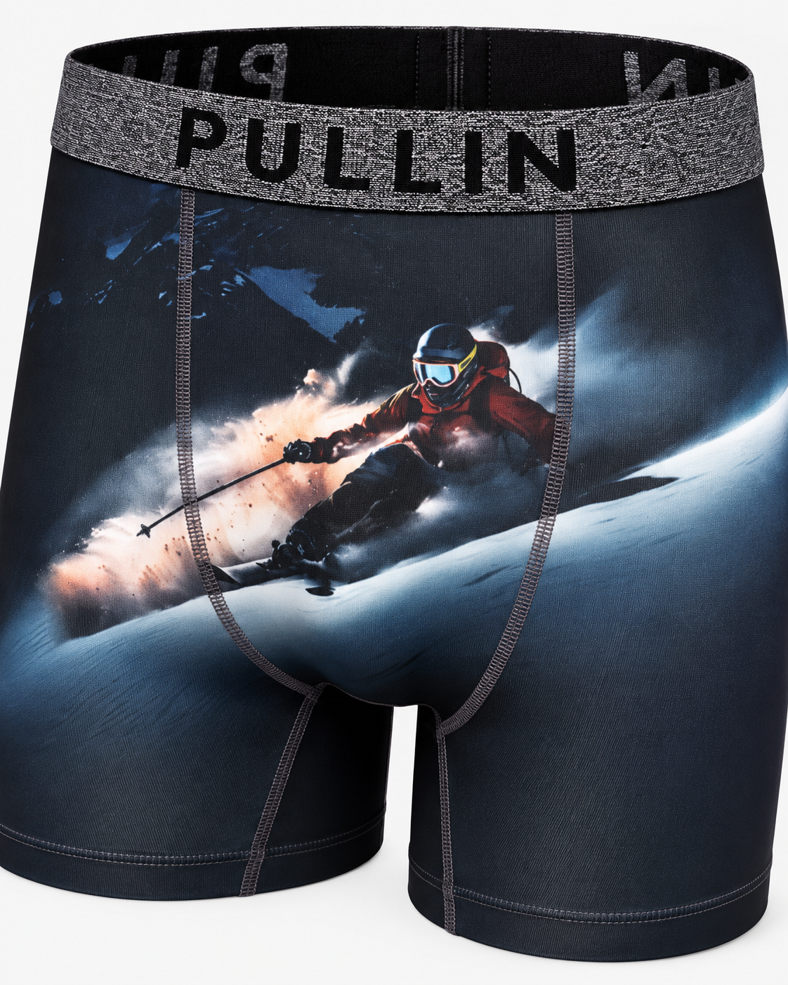 Détail imprimé skieur et ceinture Jacquard du boxer FASHION2 Moonlight Pullin