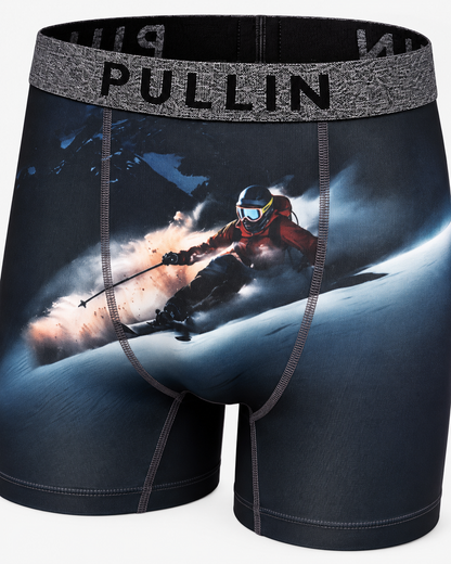 Détail imprimé skieur et ceinture Jacquard du boxer FASHION2 Moonlight Pullin