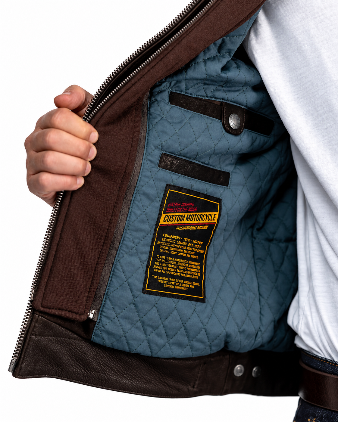 Détail intérieur blouson MADISSON Scaroni avec doublure matelassée et poches intérieures