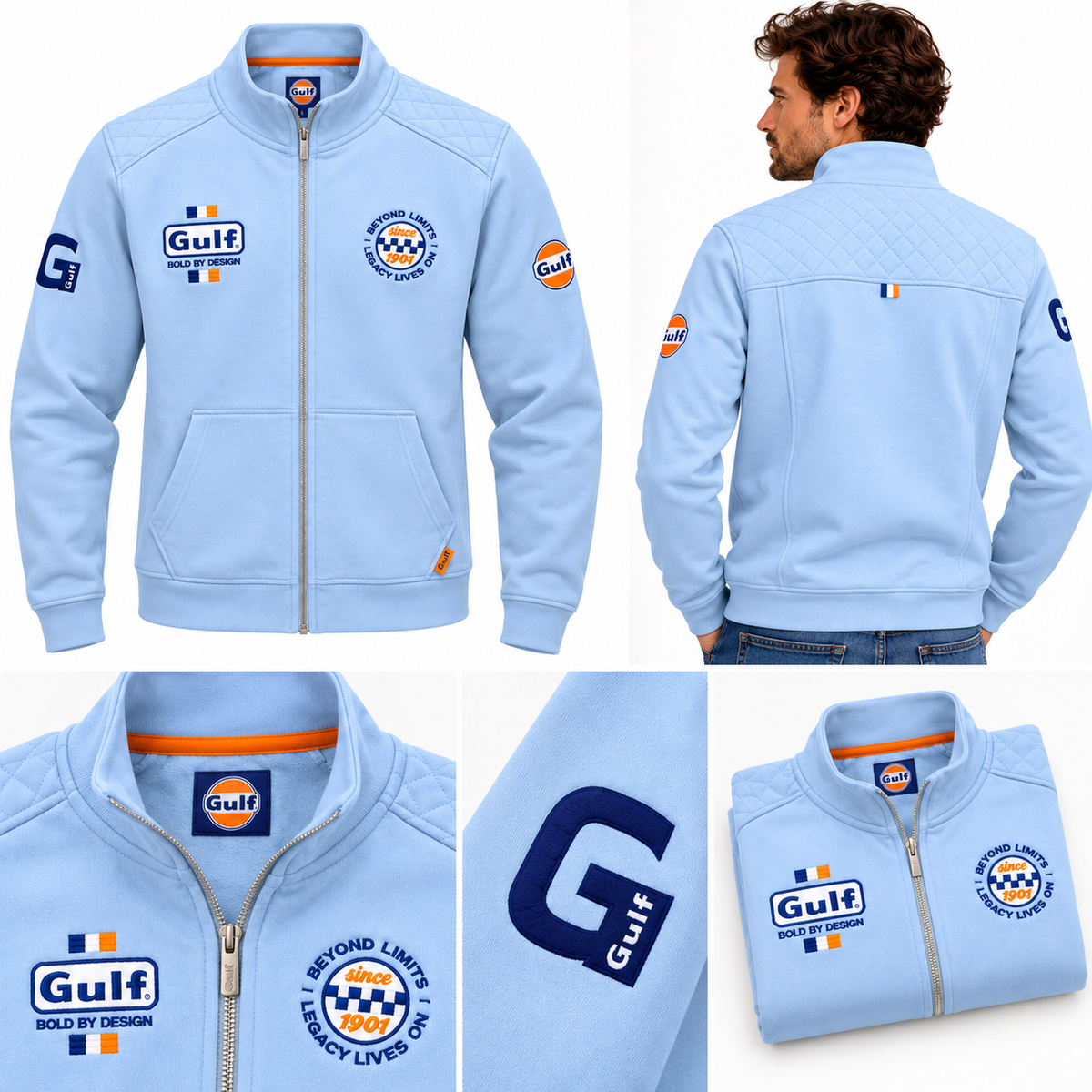 GULF – Track Jacket Bold Bleu Ciel | Sweat Zippé Homme