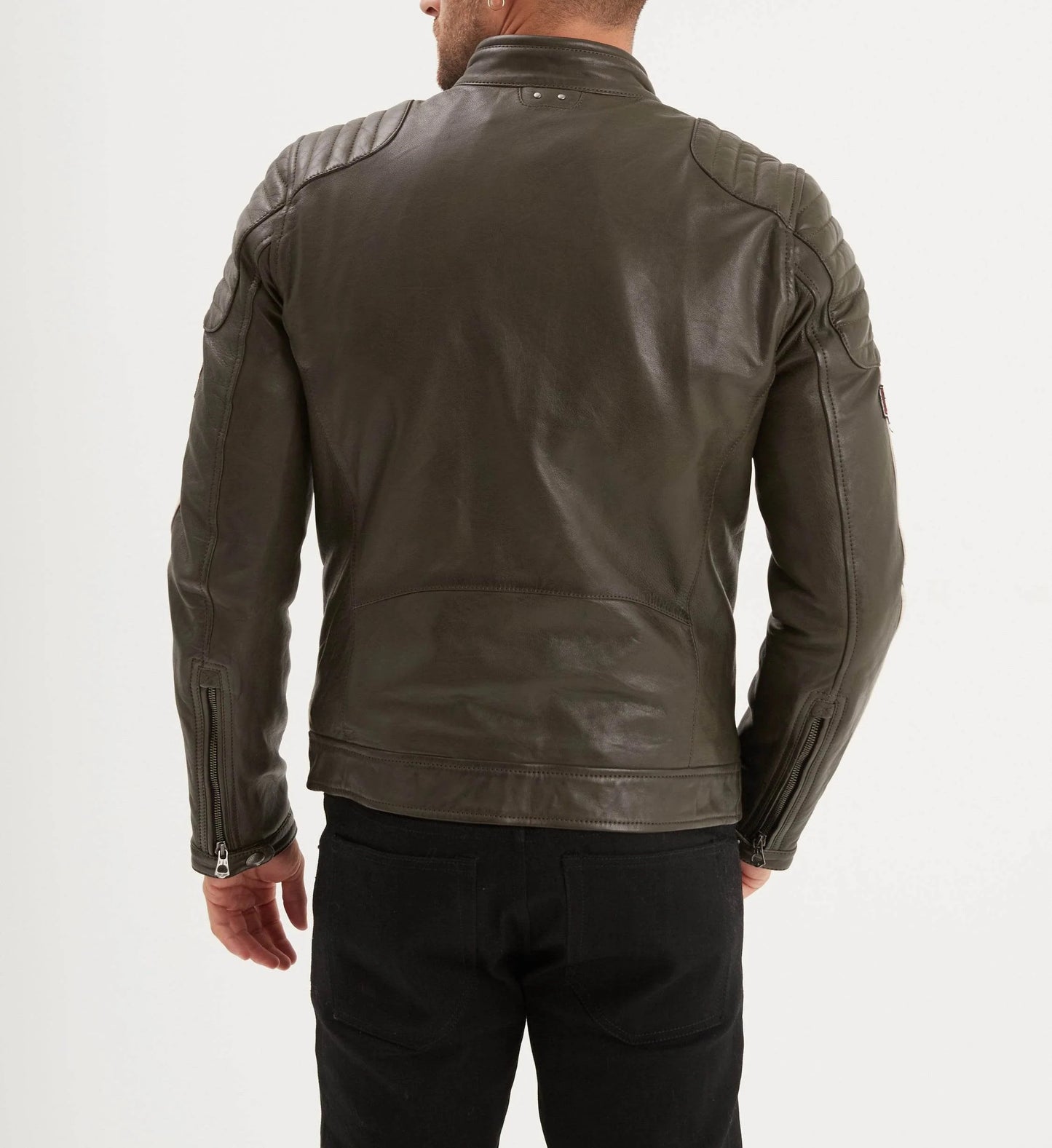 Blouson cuir motard Gasly Sheep  Daytona 73 Dark kaki