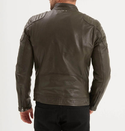 Gasly – Blouson cuir motard kaki vintage | Daytona 73