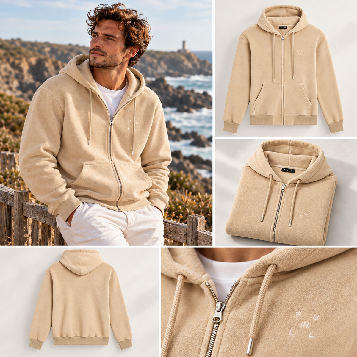 Sweat Zippé Sherpa Crème Homme – Pullin
