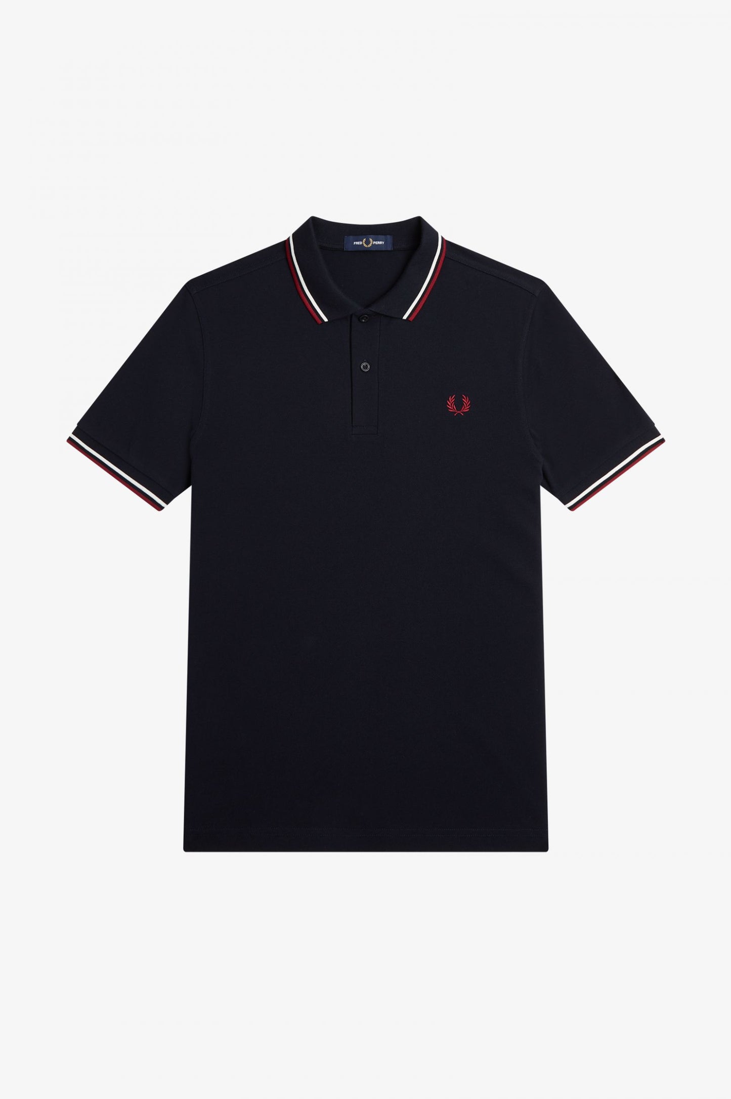 Polo manches courte brodé Fred Perry marine col rayé