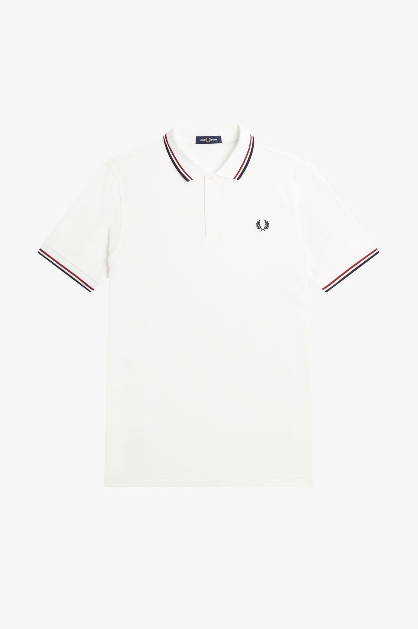 Polo brodé Fred Perry blanc col rayé