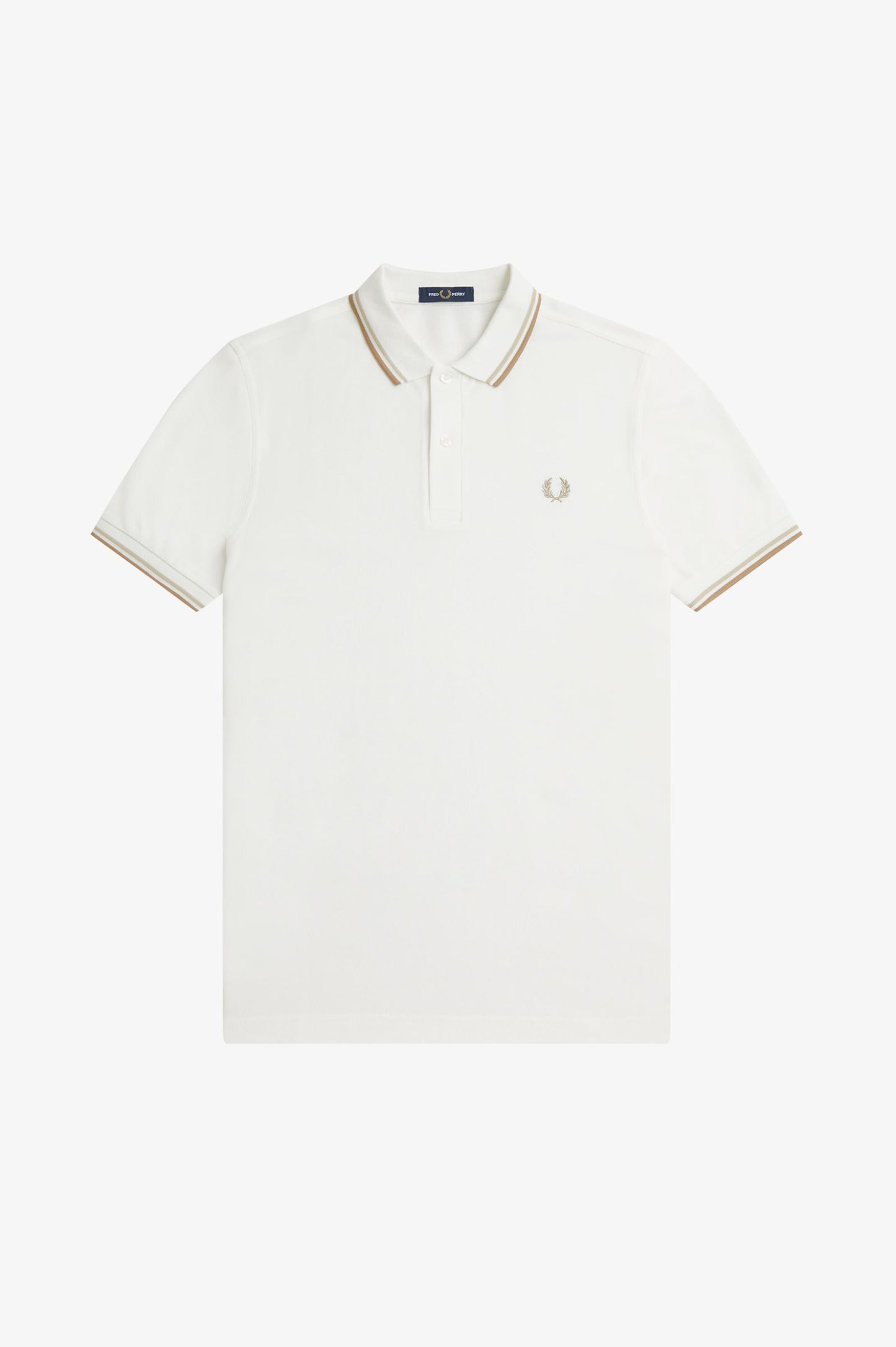 Polo brodé Fred Perry blanc col rayé