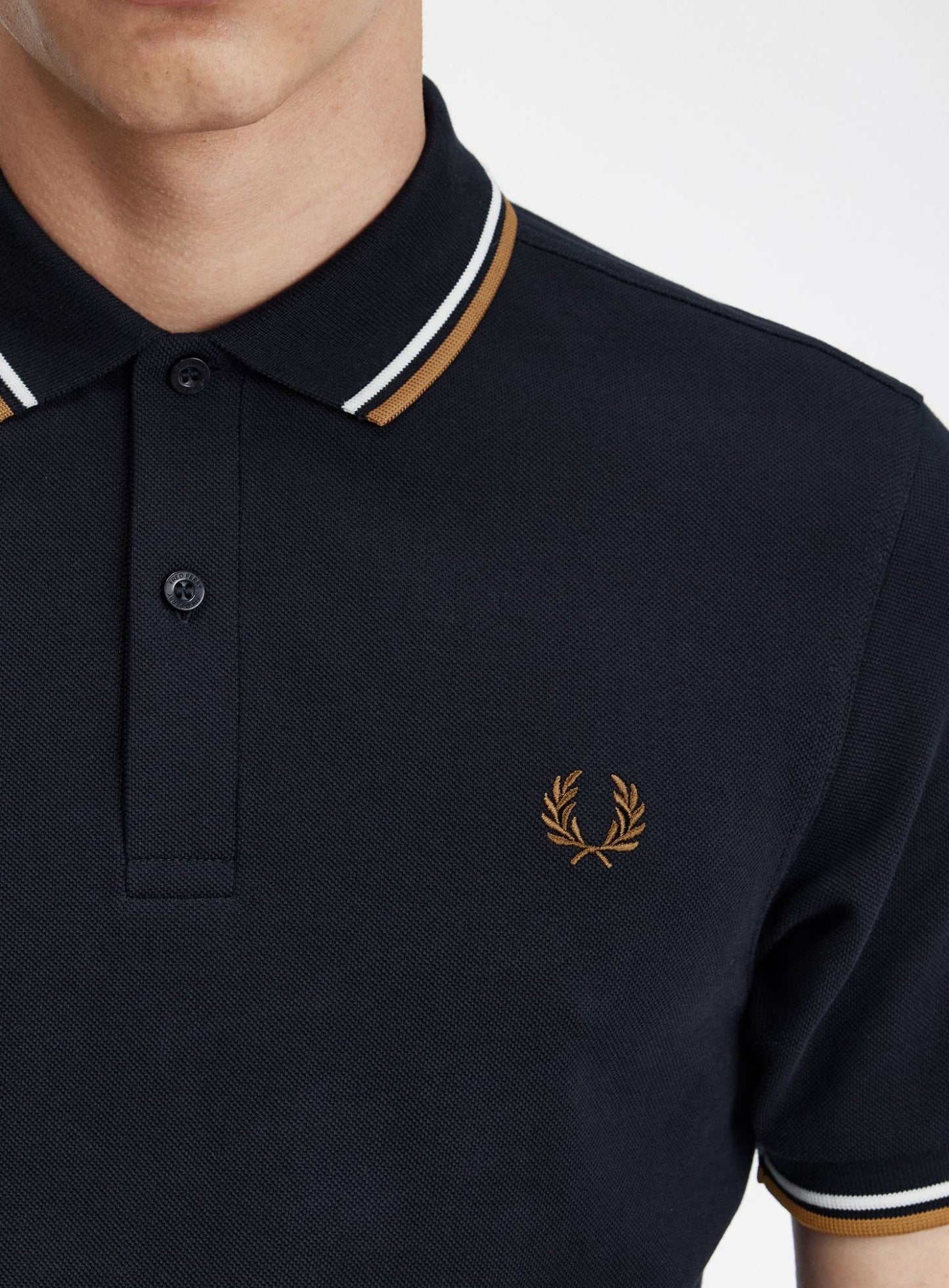 Polo brodé Fred Perry marine col rayé