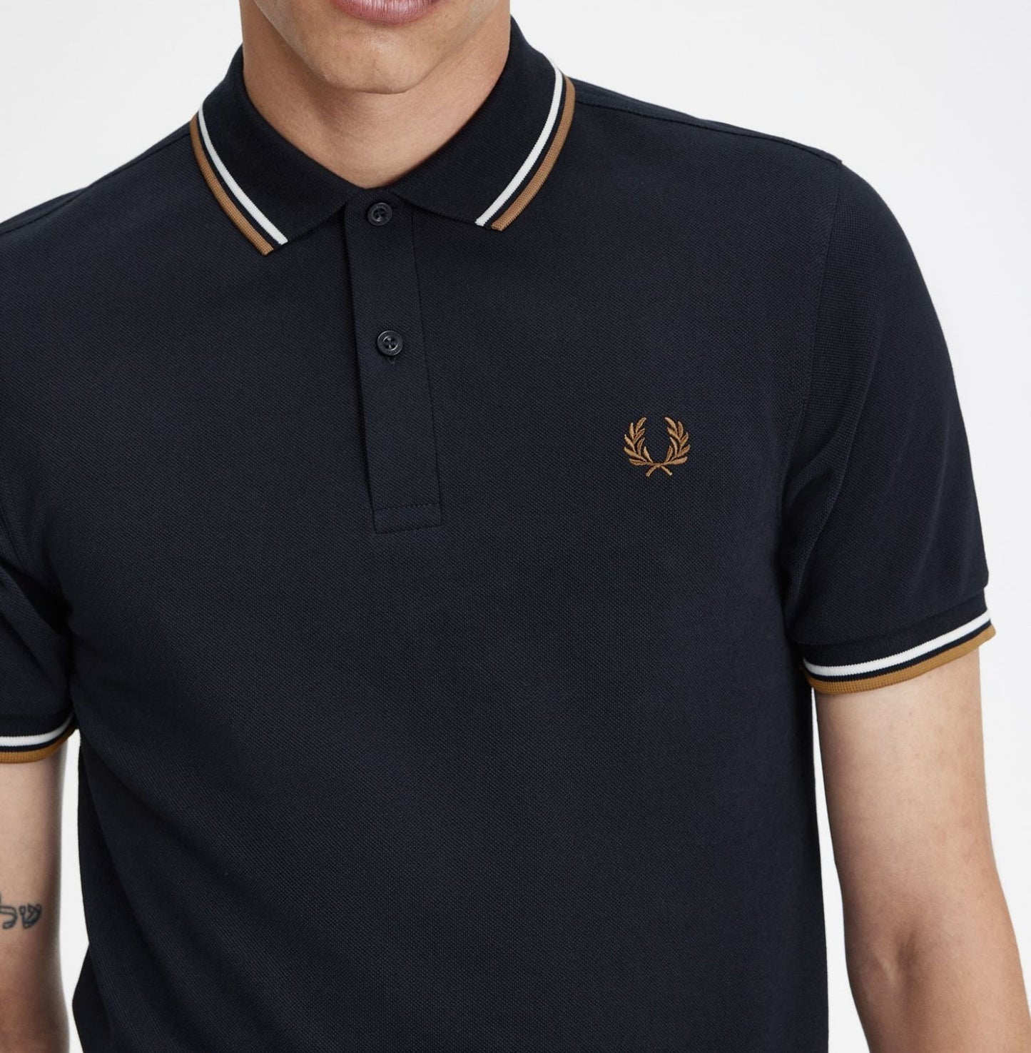 Polo brodé Fred Perry marine col rayé