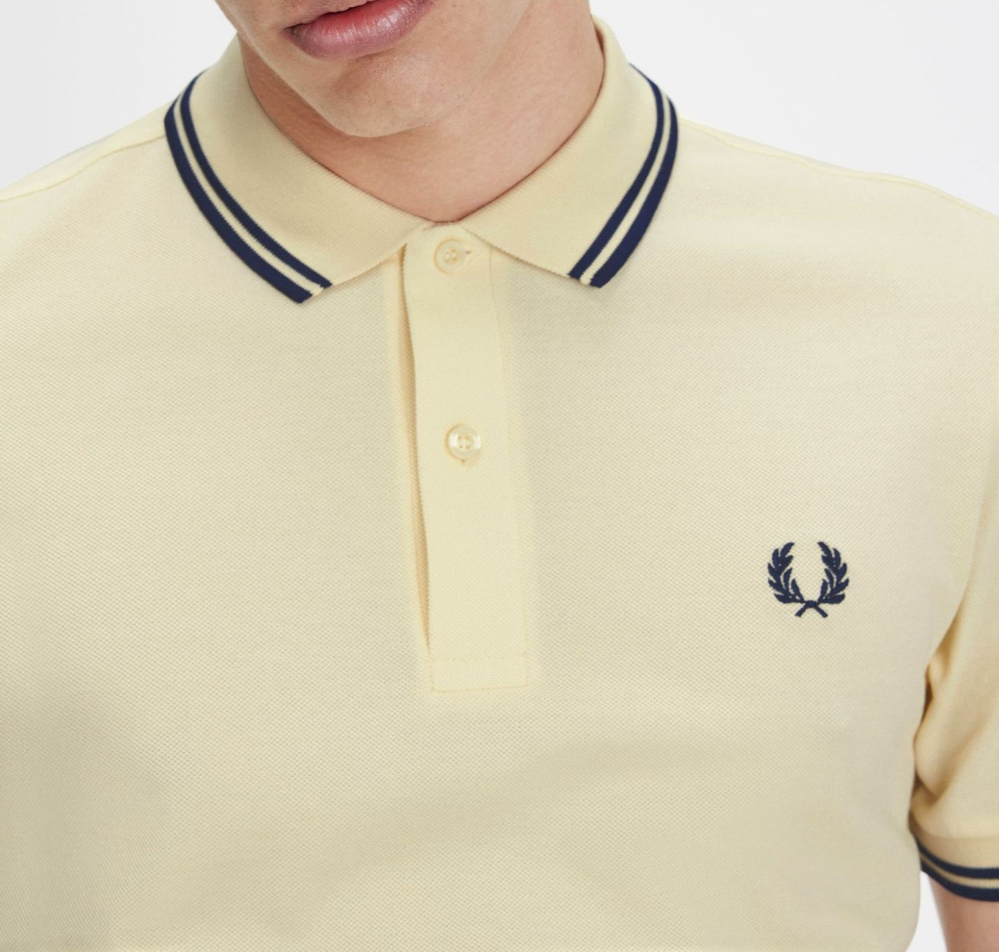 Polo brodé Fred Perry cream col rayé