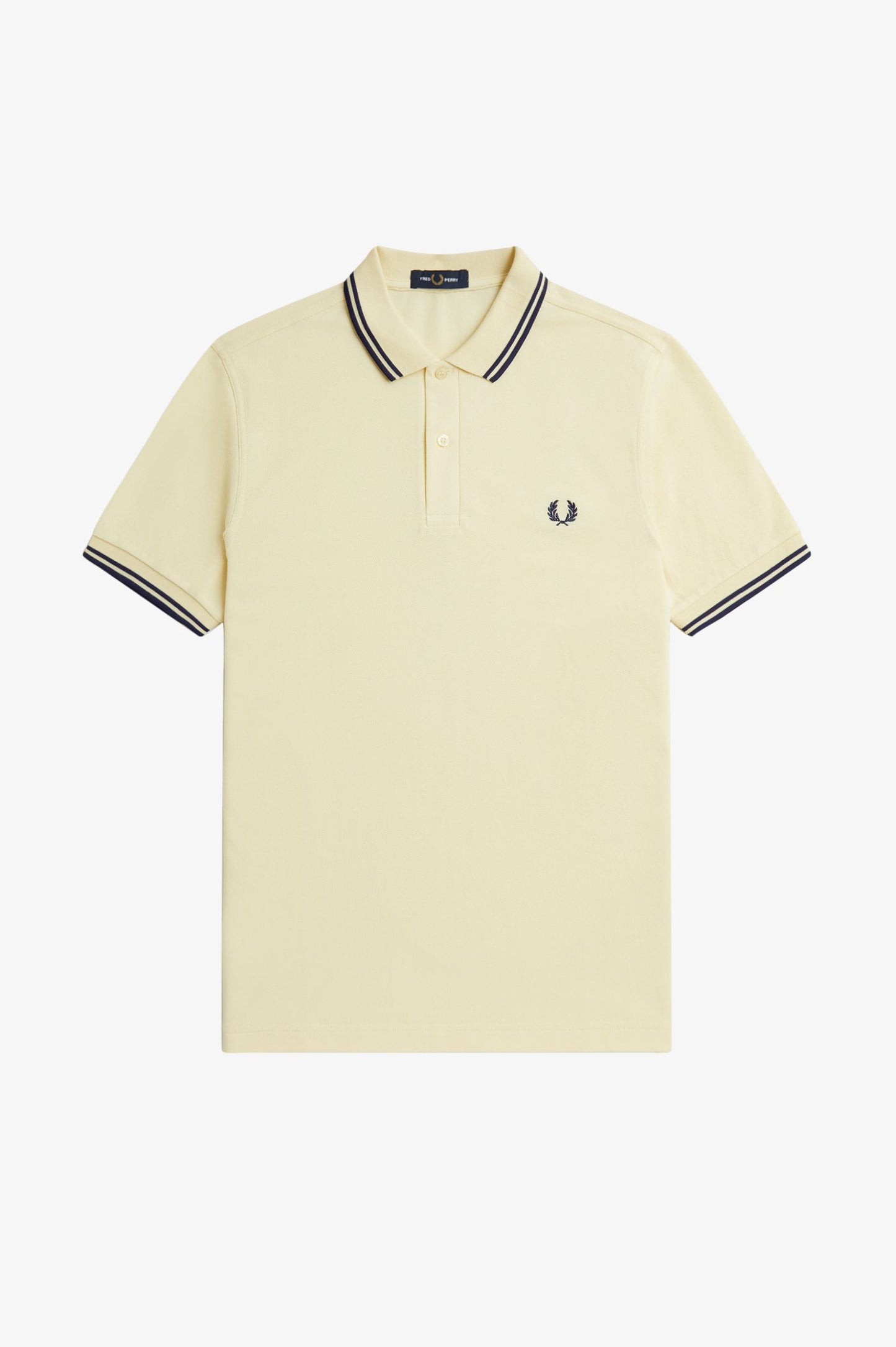 Polo brodé Fred Perry cream col rayé