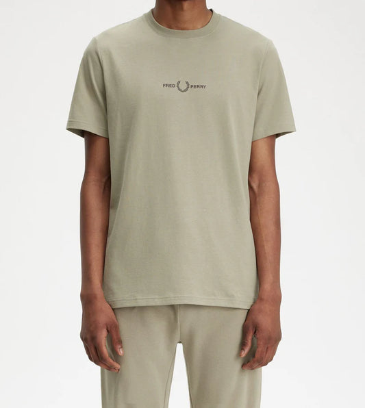 Tee shirt brodé logo Fred Perry gris chaud
