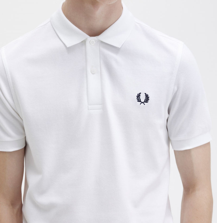 Polo manches courtes brodé coton piqué Fred Perry blanc