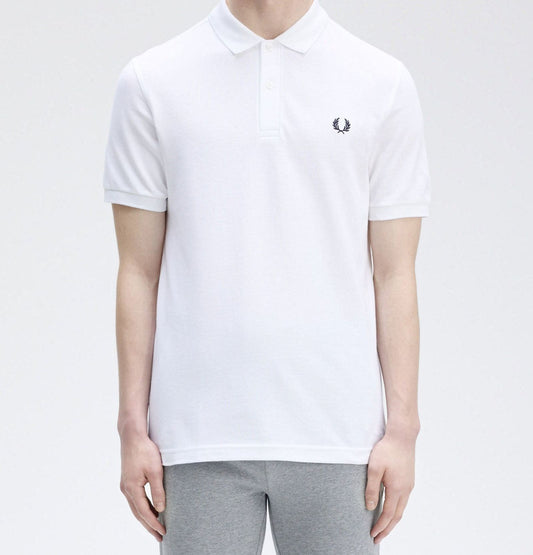 Polo manches courtes brodé coton piqué Fred Perry blanc