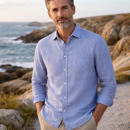 Chemise en Lin Paul Pat Hartford  bleu ciel