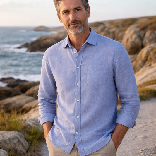 Chemise en Lin Paul Pat Hartford  bleu ciel