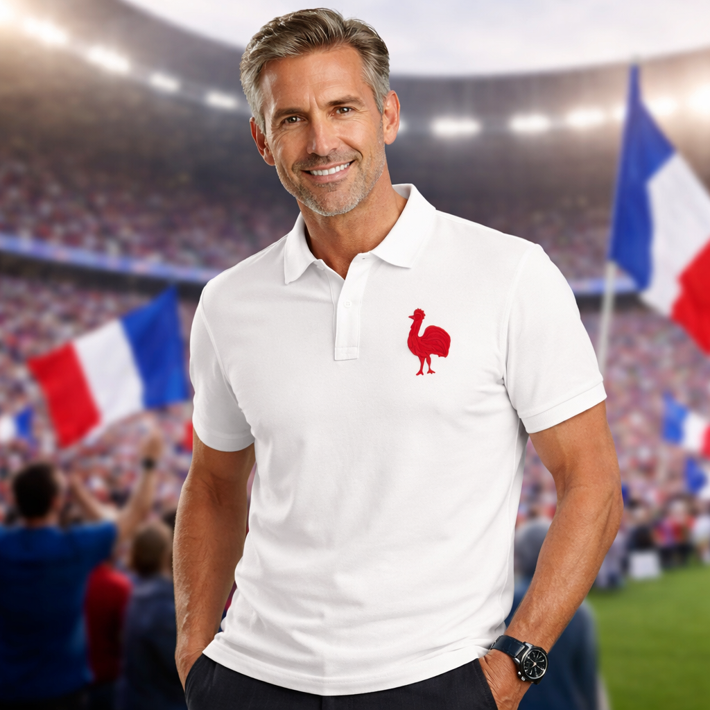 Polo 1er Coq Sports d'époque Blanc