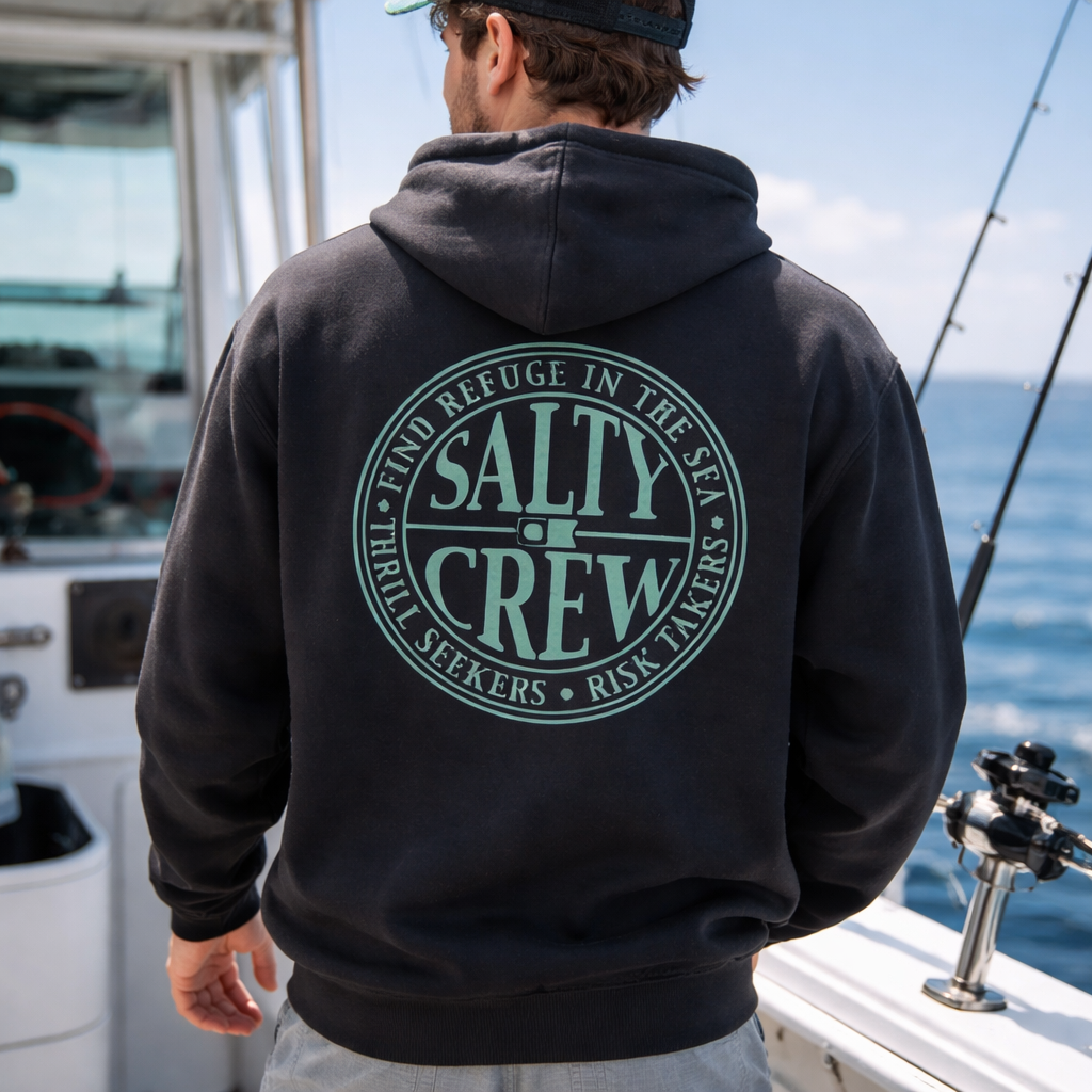 sweat hoddie global zip fleece Salty Crew black