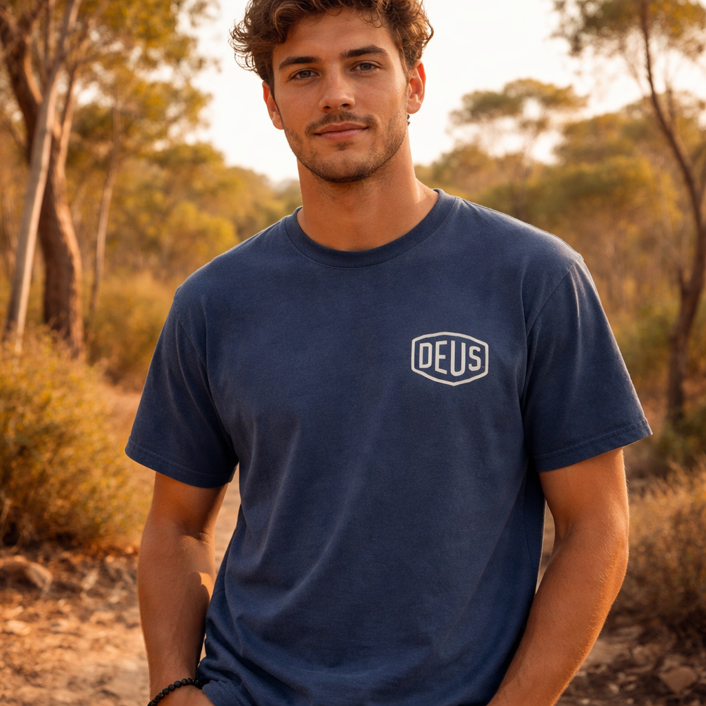 Tee shirt Shield garment dyed Deus ex Machina Navy