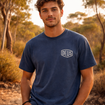 Tee shirt Shield garment dyed Deus ex Machina Navy