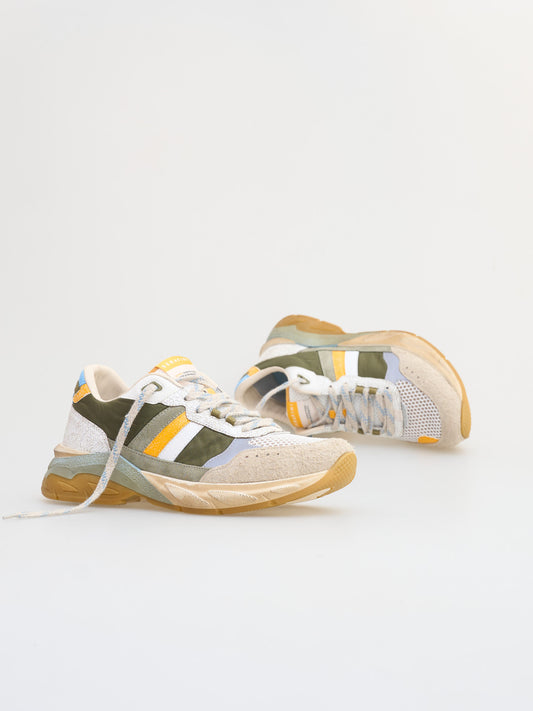 Basket ROYALE - WHITE KAKI ORANGE Serafini